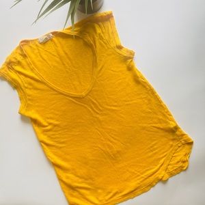 Forever 21 Yellow V-neck Shirt